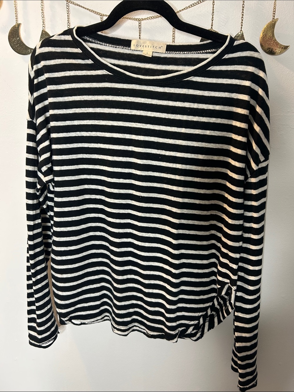 lovestitch Black and White Striped Long Sleeve Tee